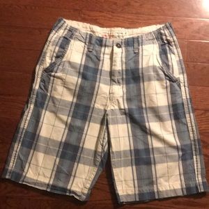 Blue AEO Plaid Shorts